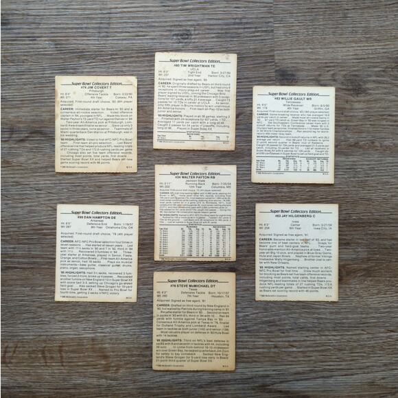 McDonald's 1986 NFL Super Bowl XX 20 Champions Chicago Bears 7 Trading Cards - Picture 2 of 9